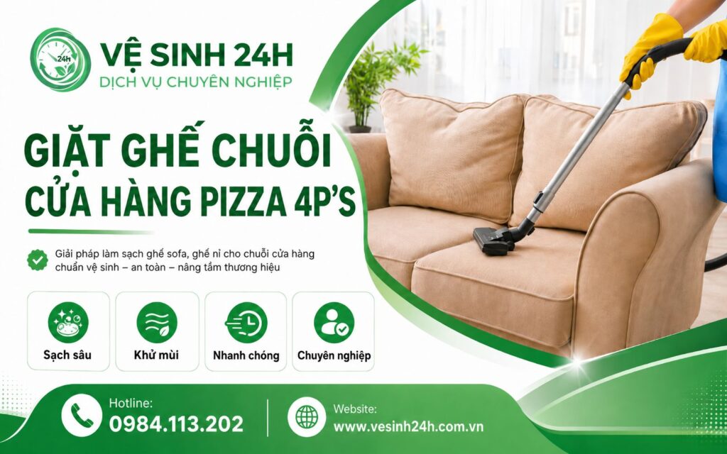 Banner giat ghe chuoi cua hang Pizza 4p's