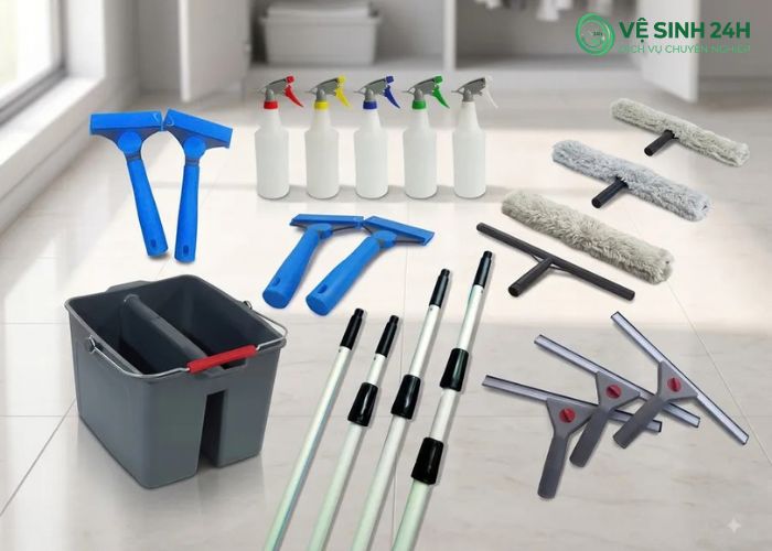 Dụng cụ lau kính nhà cao tầng chuyên dụng Dụng cụ lau kính nhà cao tầng chuyên dụng