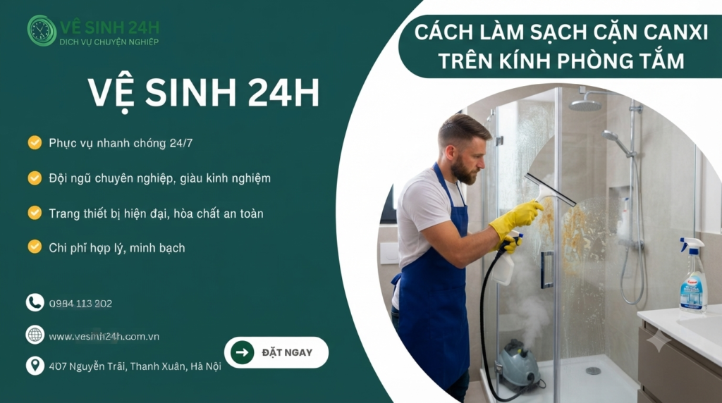 Cách làm sạch cặn canxi trên kính phòng tắm