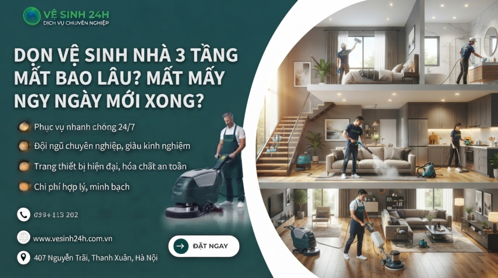 Dọn vệ sinh nhà 3 tầng mất bao lâu