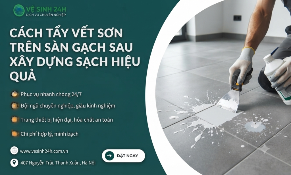 cách tẩy vết sơn trên sàn gạch sau xây dựng